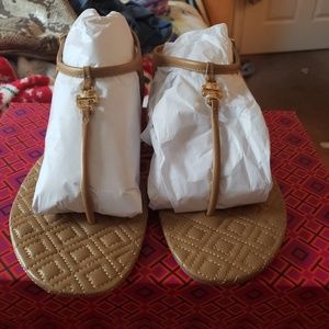 Tory Burch quilted sandals dust bag and box includ